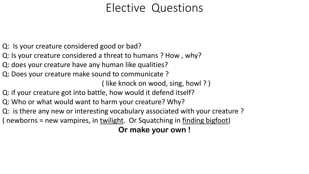 elective questions