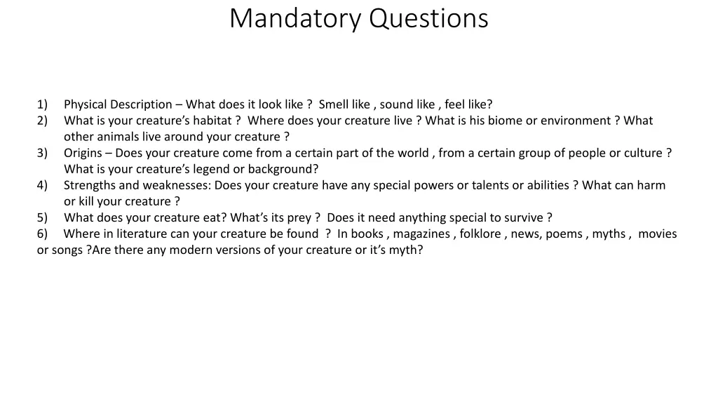 mandatory questions