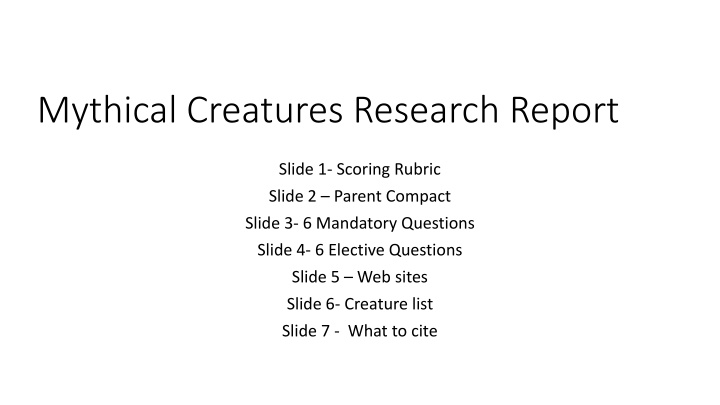 mythical creatures research report