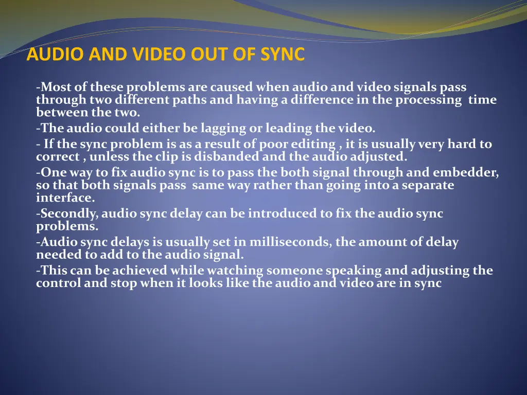 audio and video out of sync