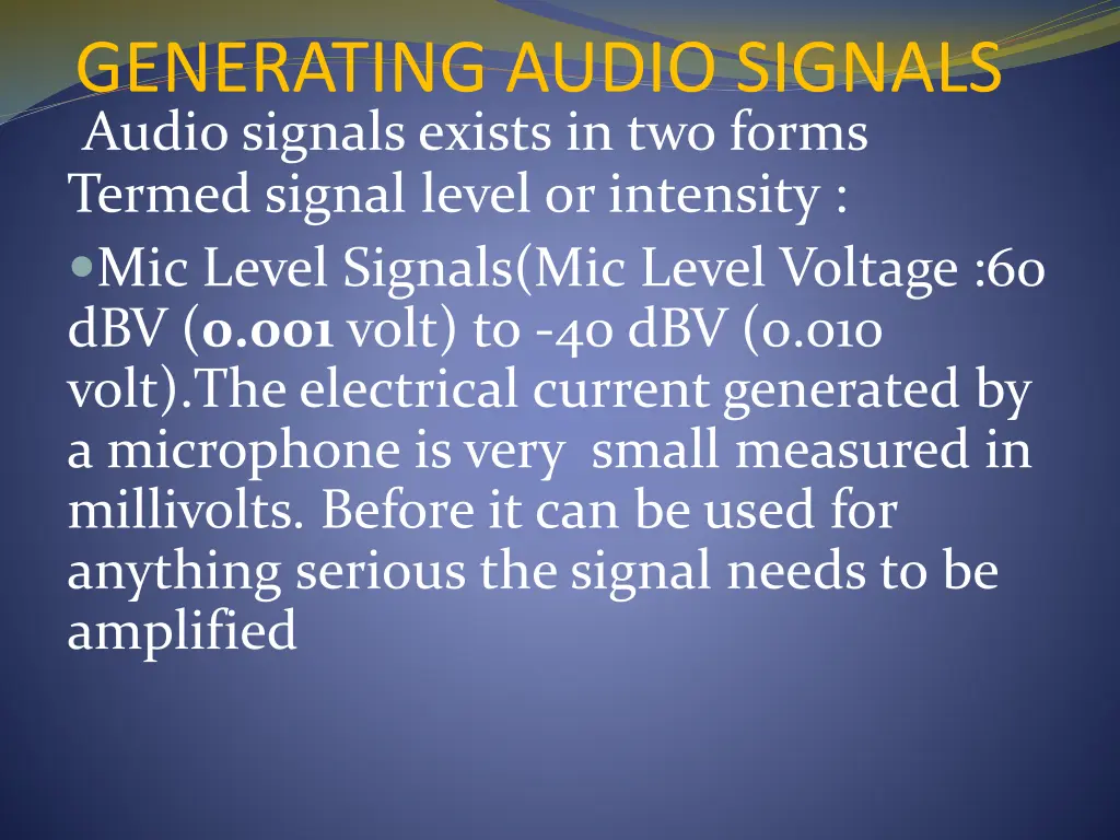 generating audio signals 2