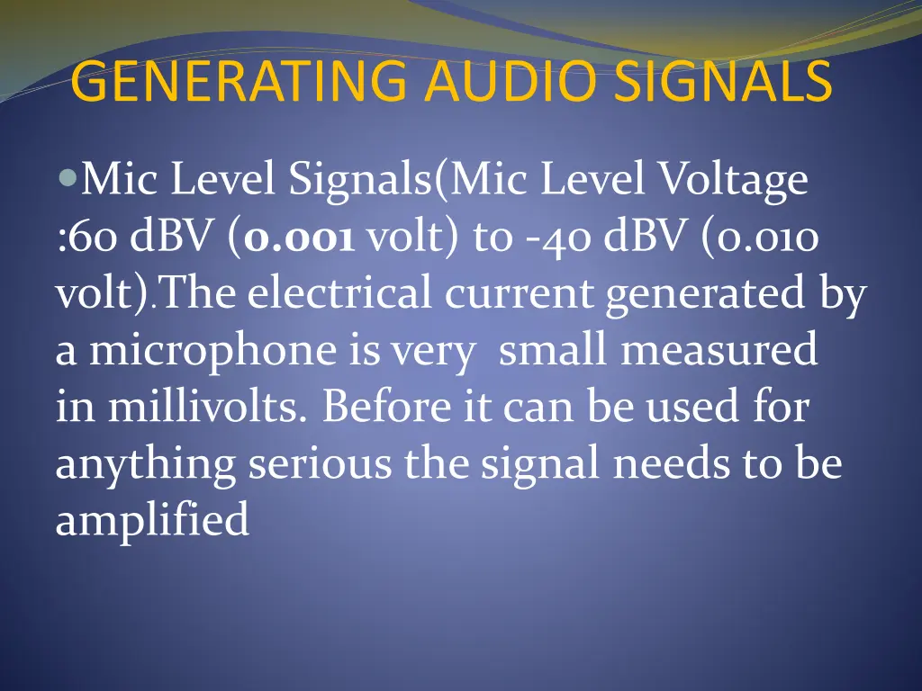 generating audio signals 3