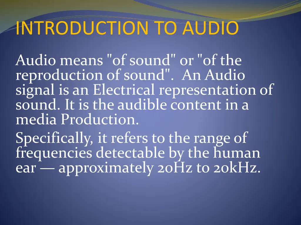 introduction to audio