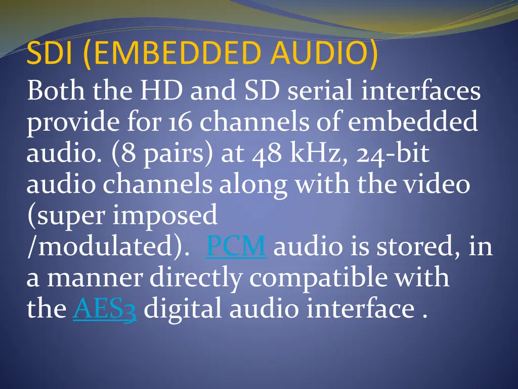 sdi embedded audio