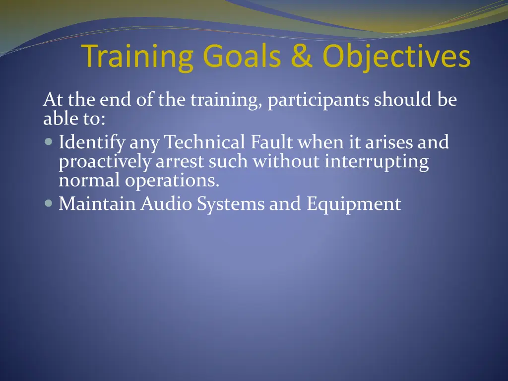 training goals objectives