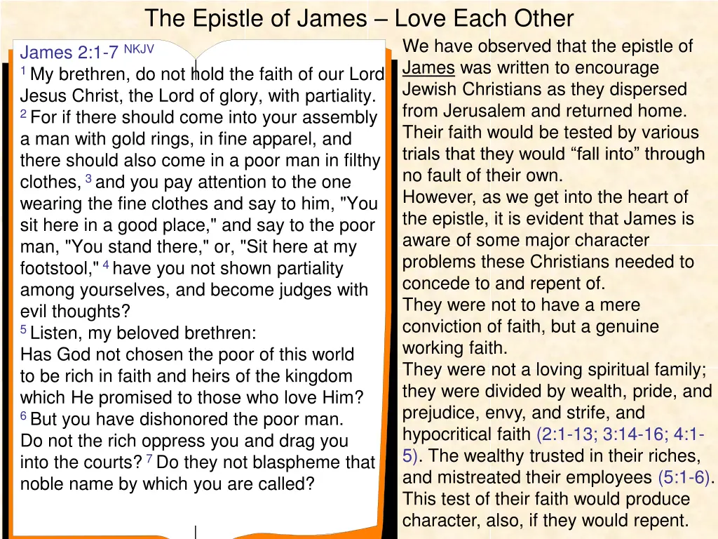 the epistle of james love each other 1