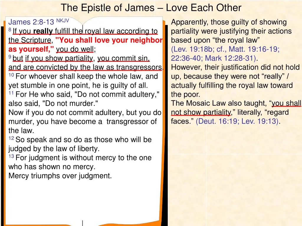 the epistle of james love each other 12