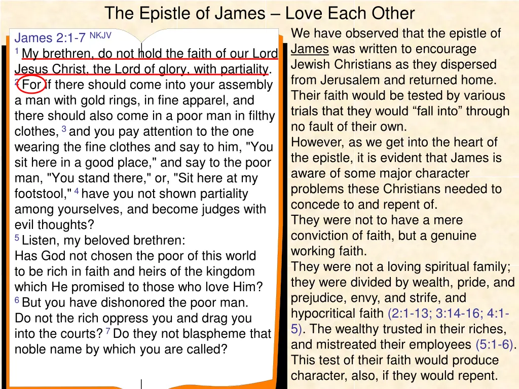 the epistle of james love each other 2