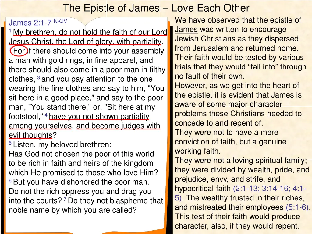 the epistle of james love each other 4