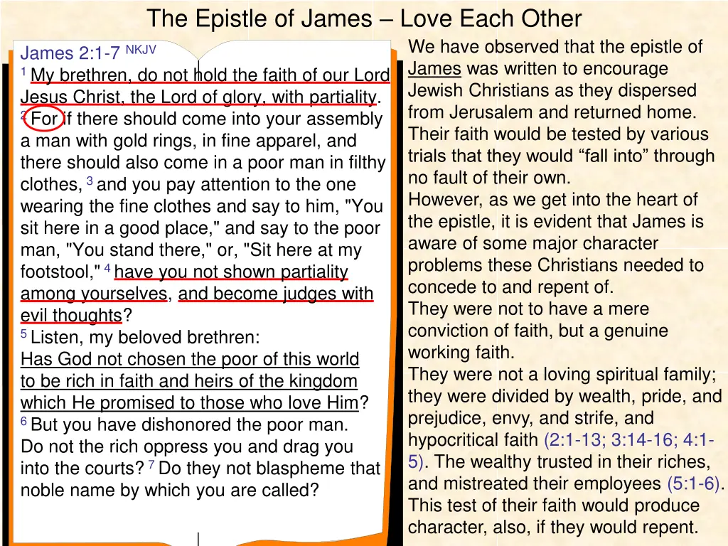 the epistle of james love each other 5