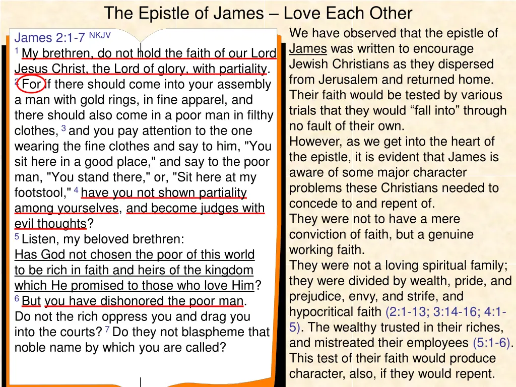 the epistle of james love each other 6