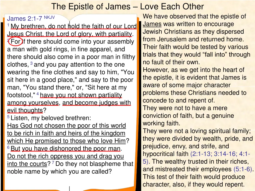 the epistle of james love each other 7