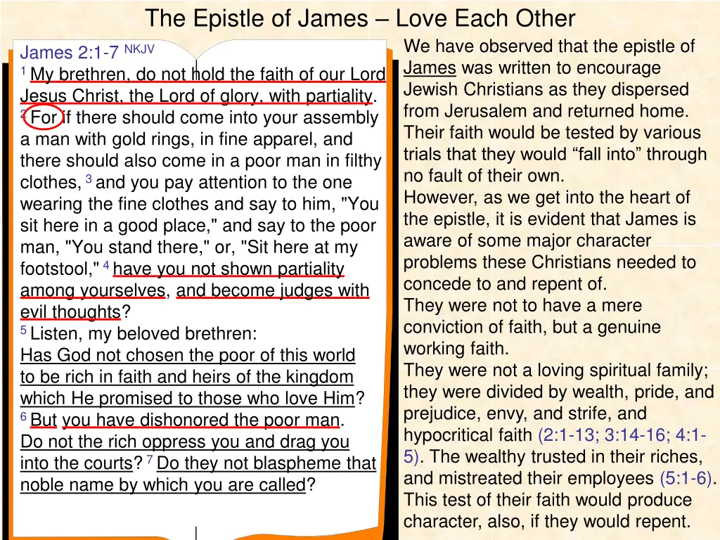 the epistle of james love each other 8