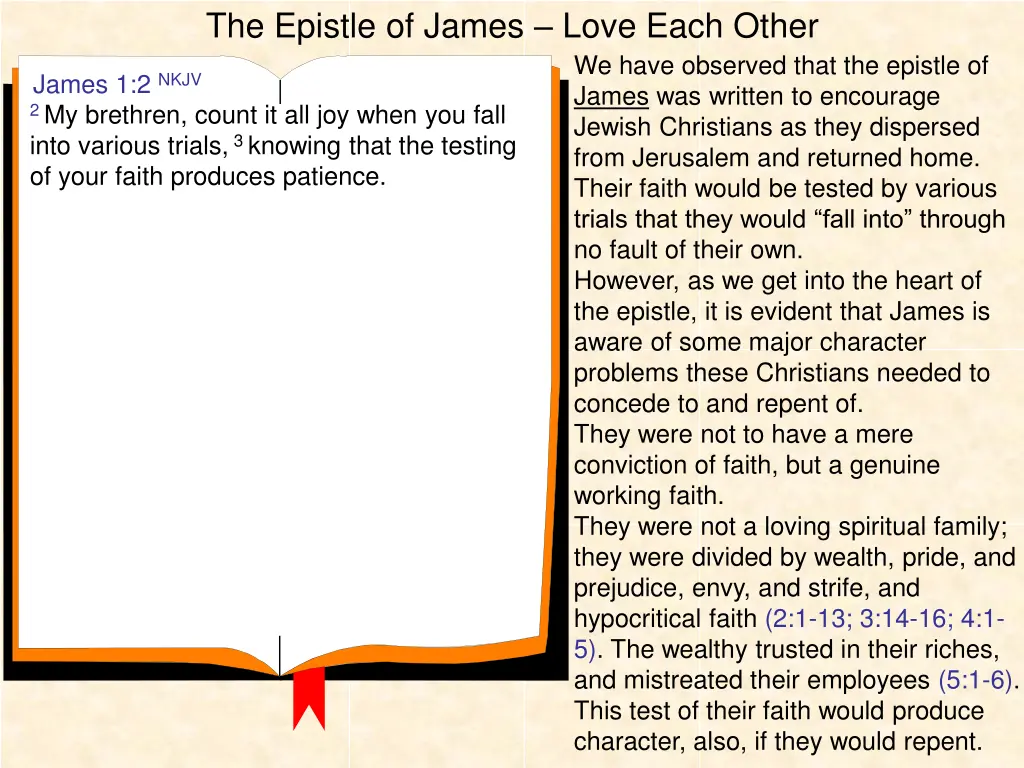 the epistle of james love each other