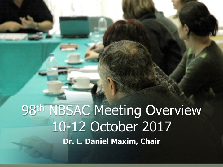 98 th nbsac meeting overview 10 12 october 2017