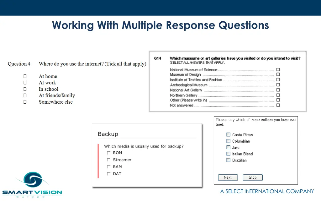 working with multiple response questions