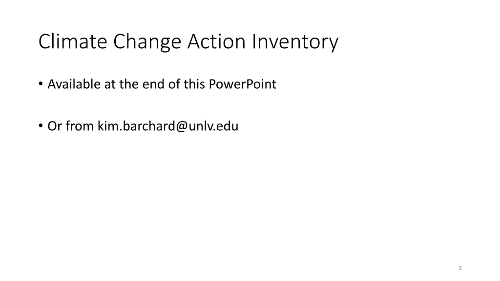 climate change action inventory