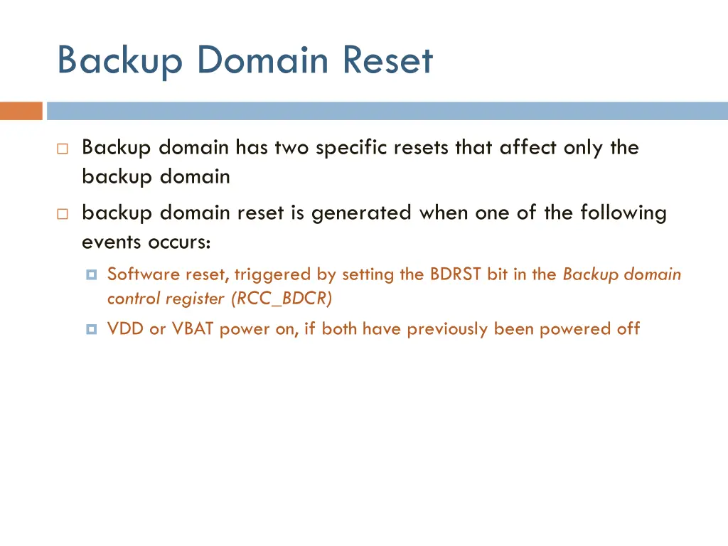 backup domain reset