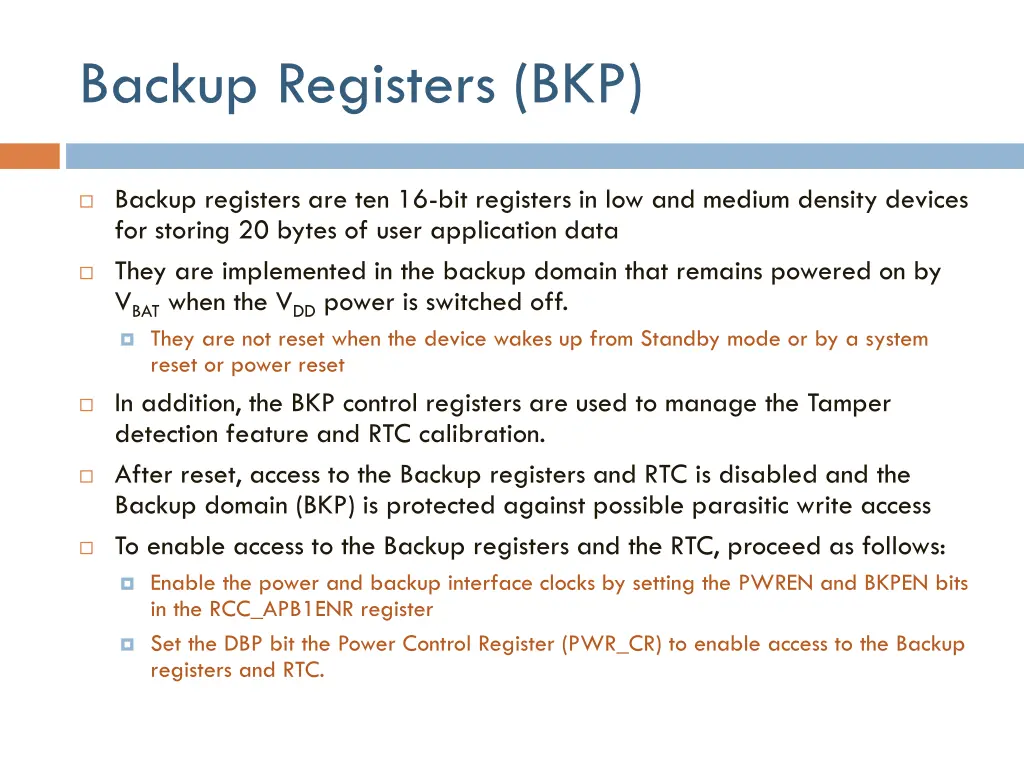 backup registers bkp