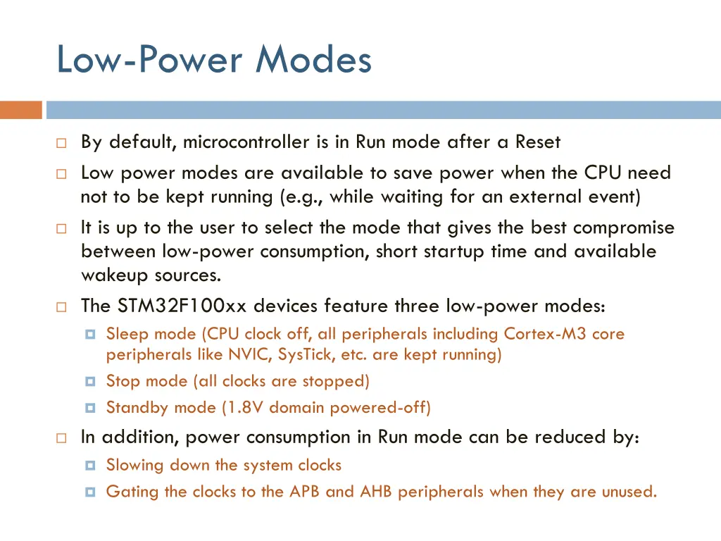 low power modes