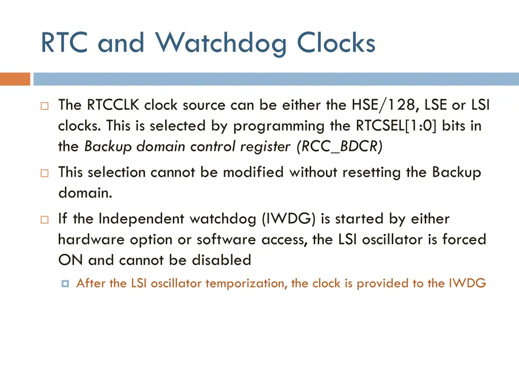 rtc and watchdog clocks