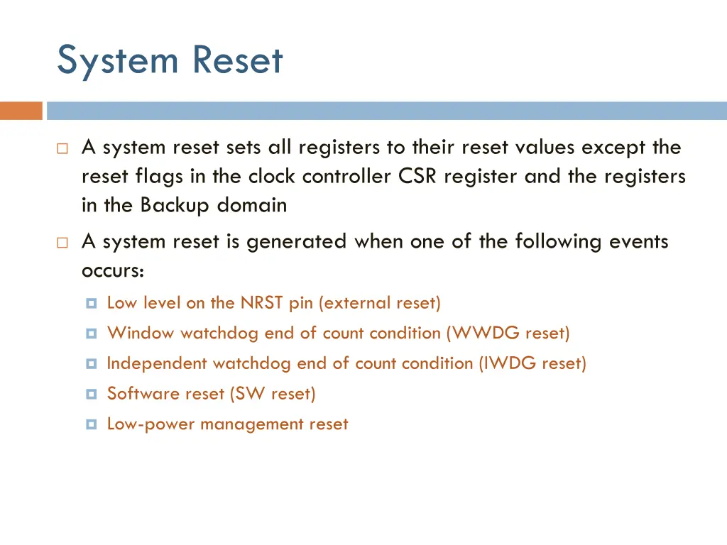 system reset