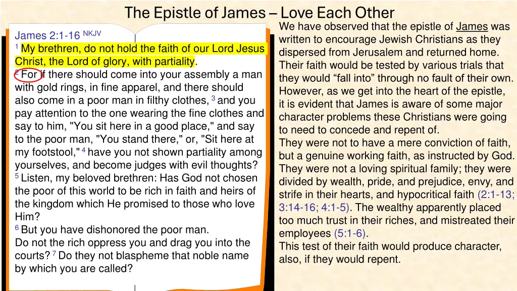 the epistle of james love each other 3