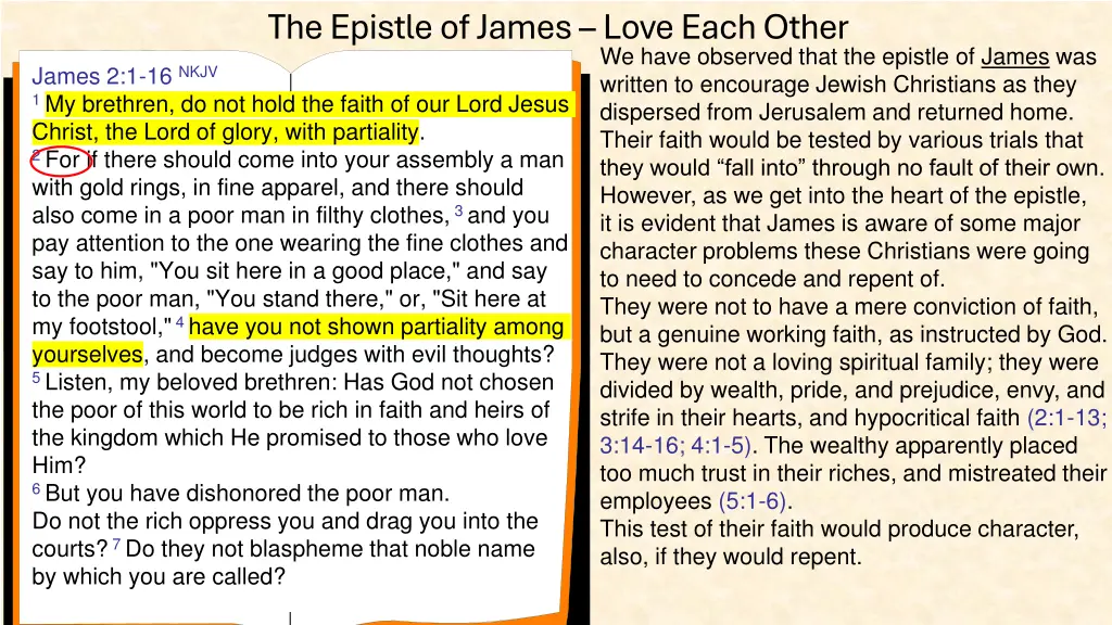 the epistle of james love each other 4