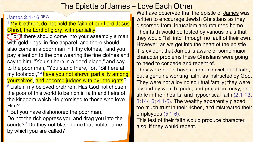 the epistle of james love each other 5