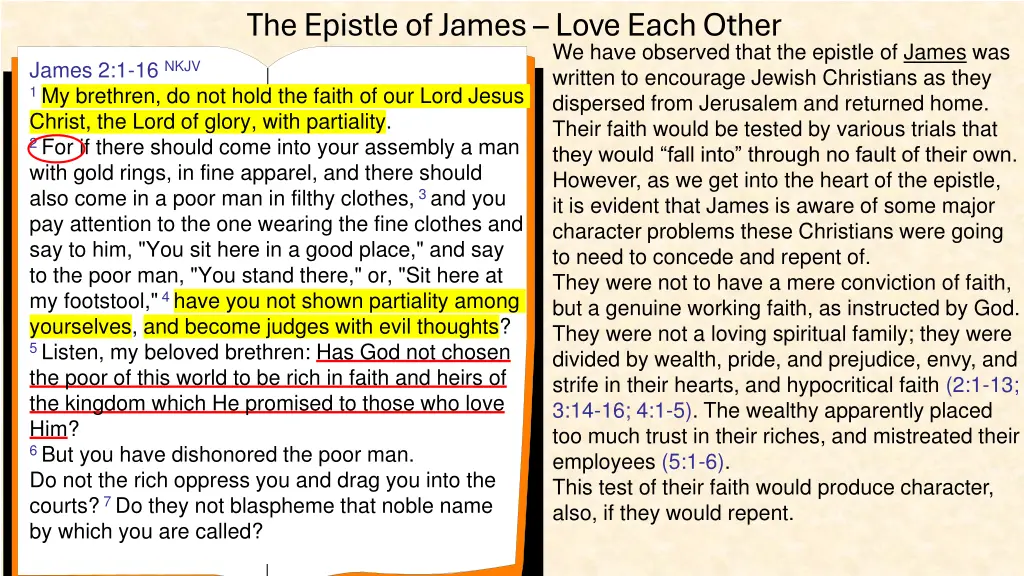 the epistle of james love each other 6