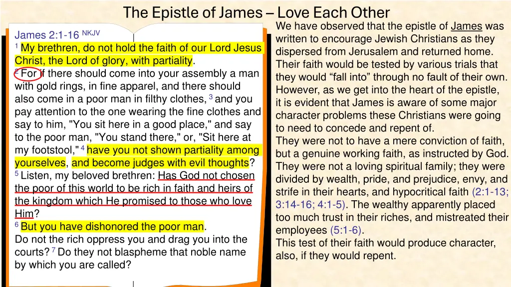 the epistle of james love each other 7