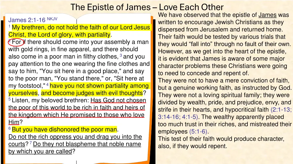 the epistle of james love each other 9