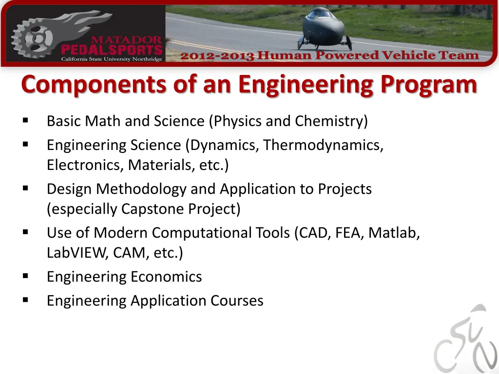 components of an engineering program