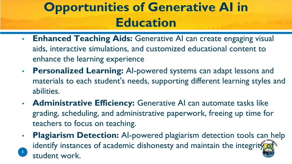 opportunities of generative ai in education