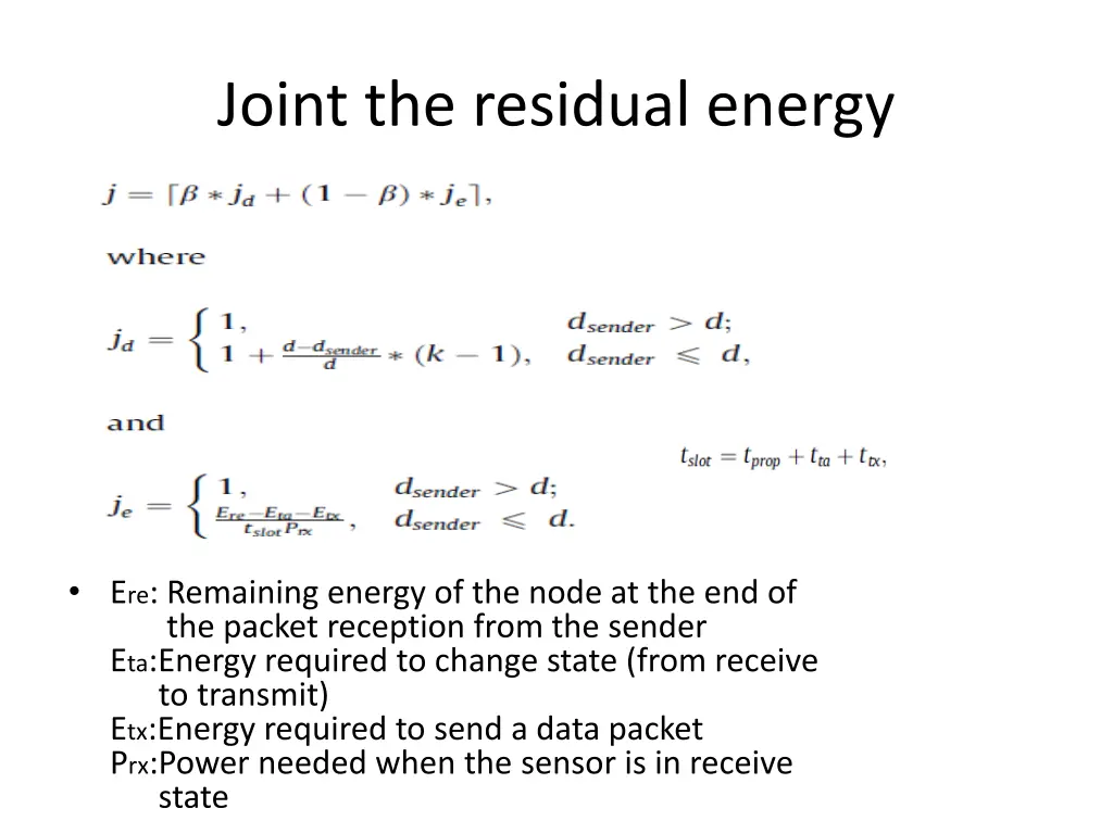 joint the residual energy