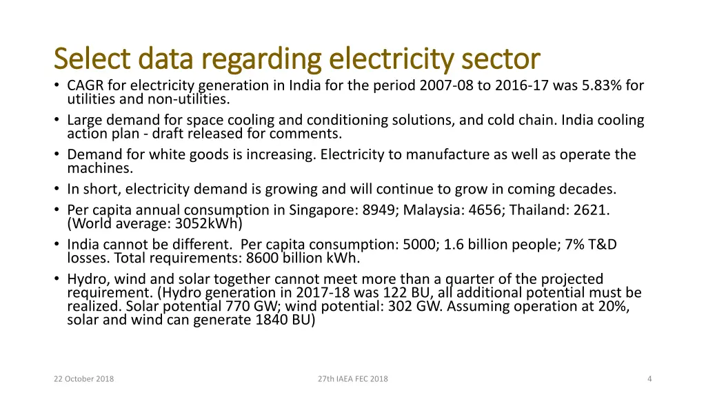 select data regarding electricity sector select