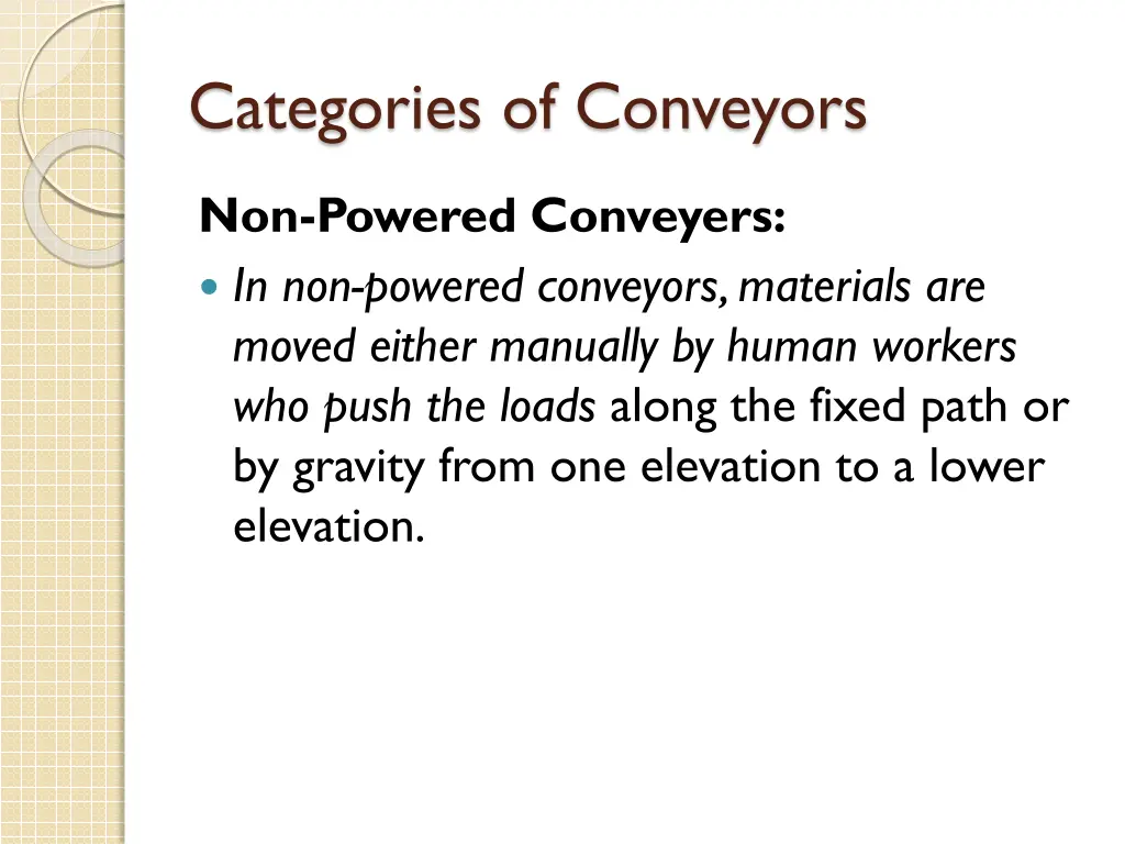 categories of conveyors 1