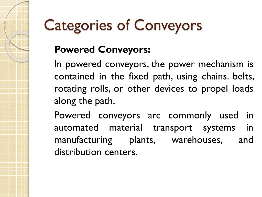 categories of conveyors