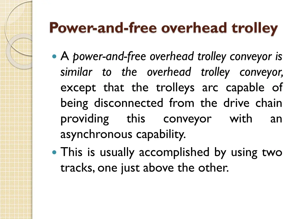 power and free overhead trolley