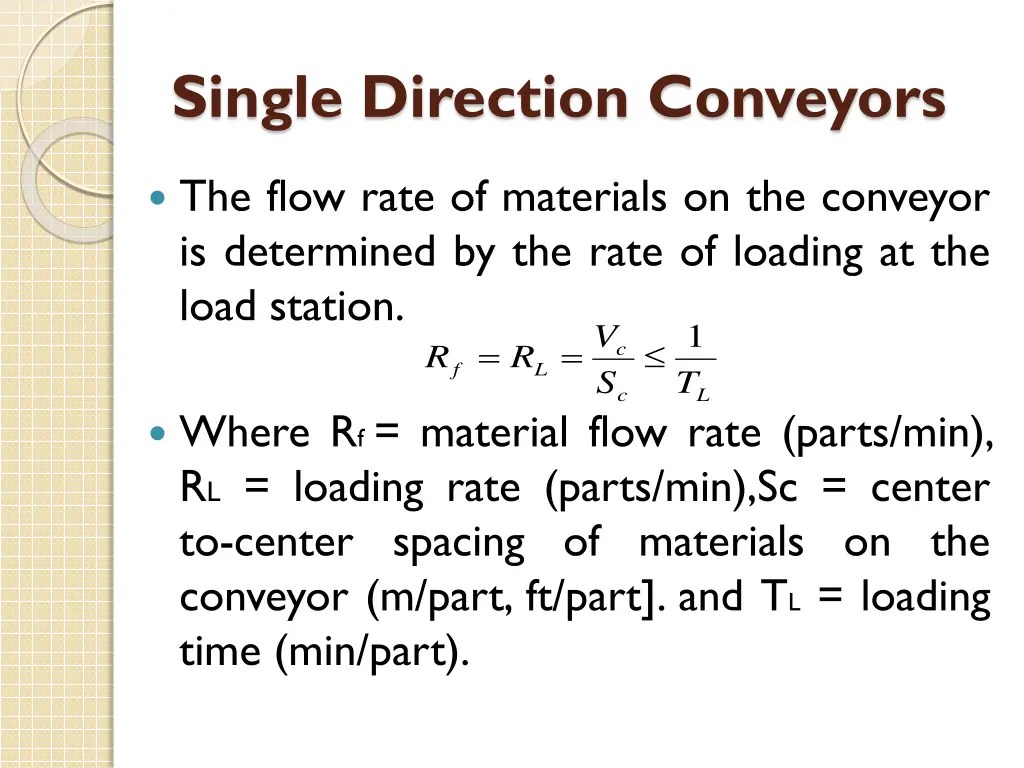 single direction conveyors 1