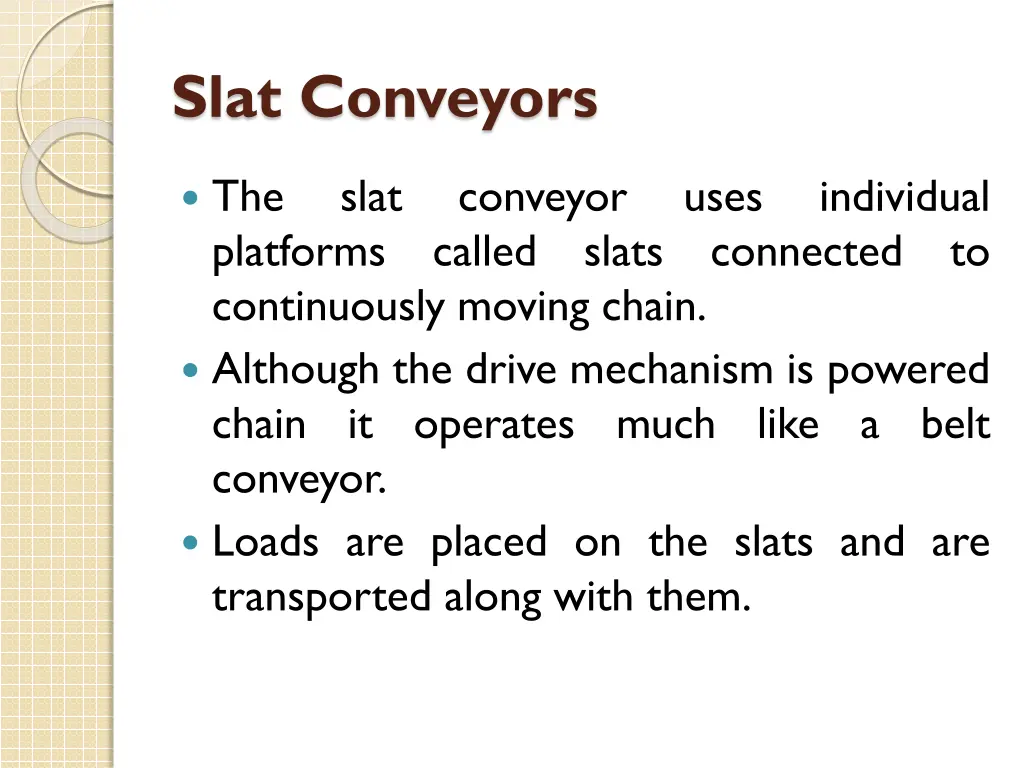 slat conveyors