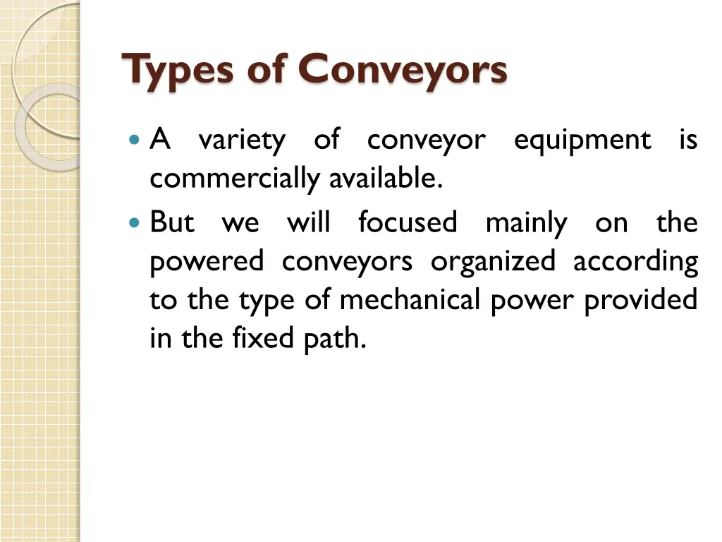 types of conveyors