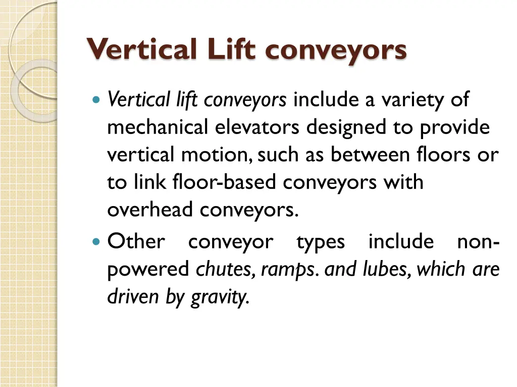 vertical lift conveyors