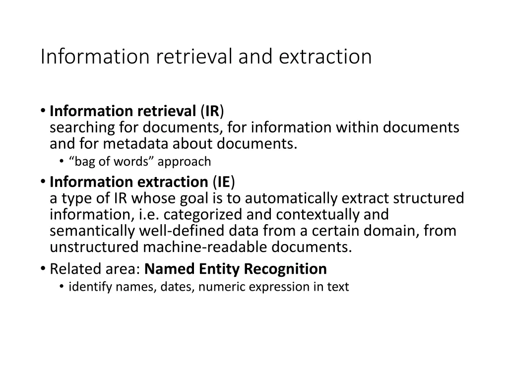 information retrieval and extraction