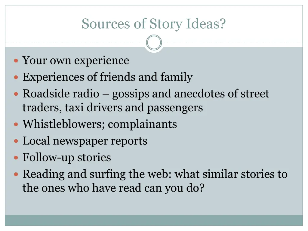 sources of story ideas 1