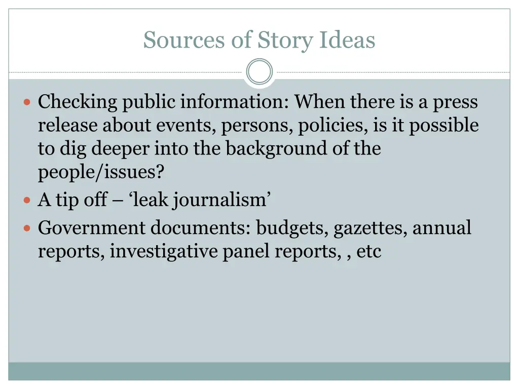 sources of story ideas