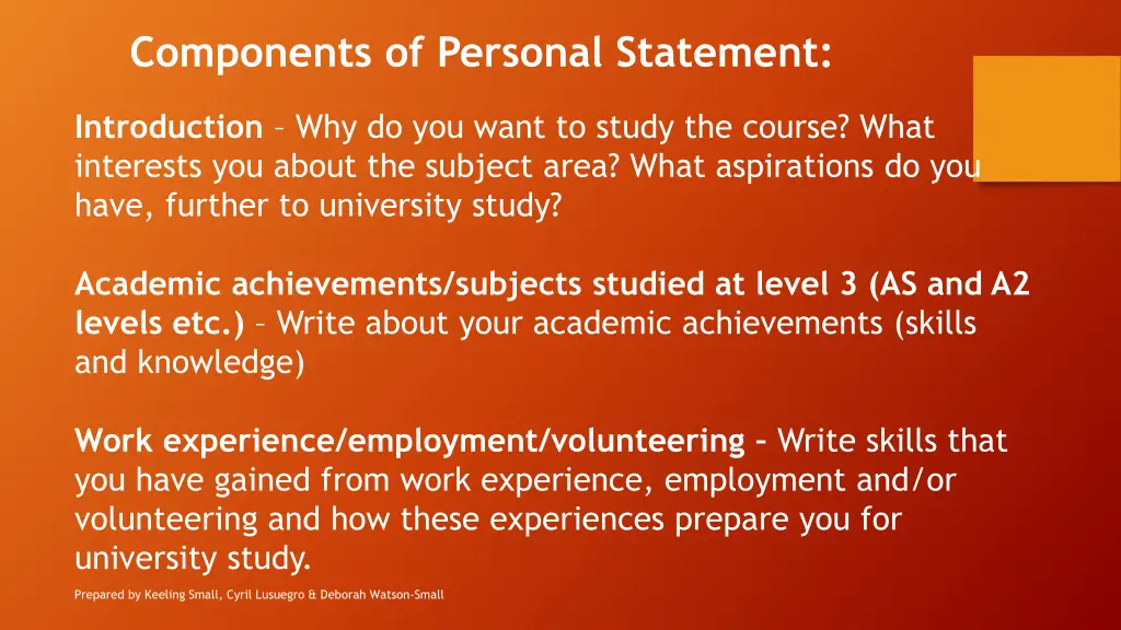 components of personal statement