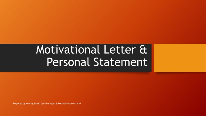 motivational letter personal statement