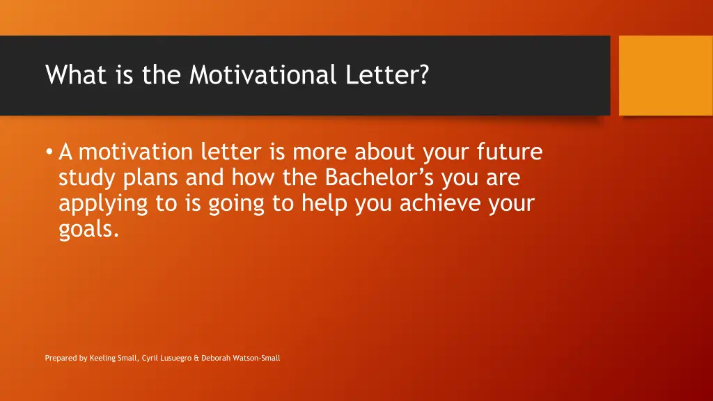 what is the motivational letter