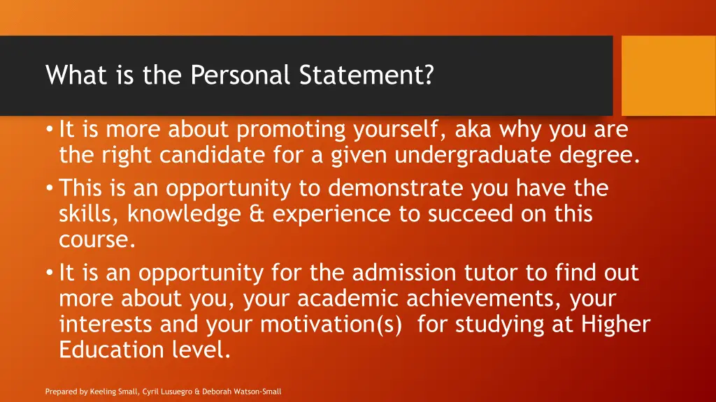 what is the personal statement